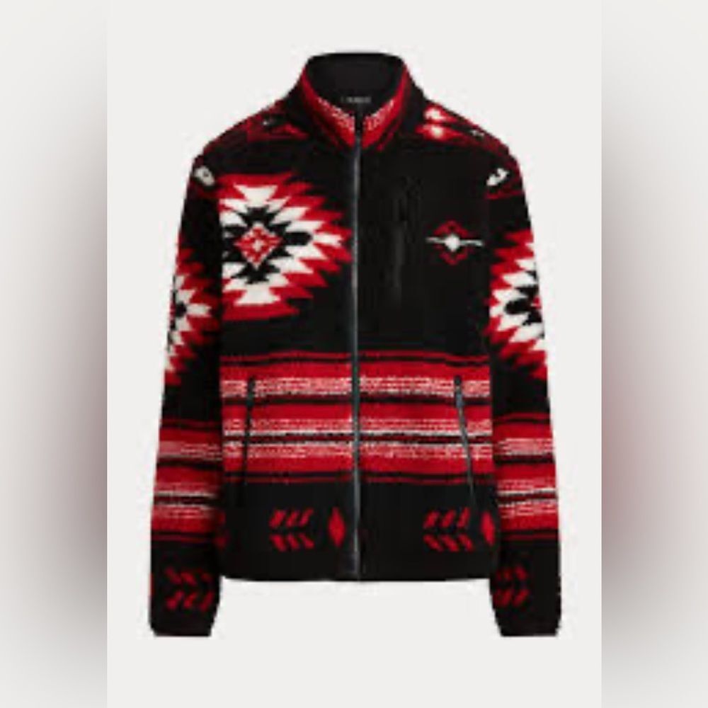 Lauren Ralph Lauren- Jacquard Faux Sherling Jacket- Size L - Picture 2 of 5